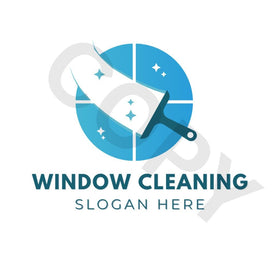 Editable Circle Window Cleaning Logo Design with Squeegee